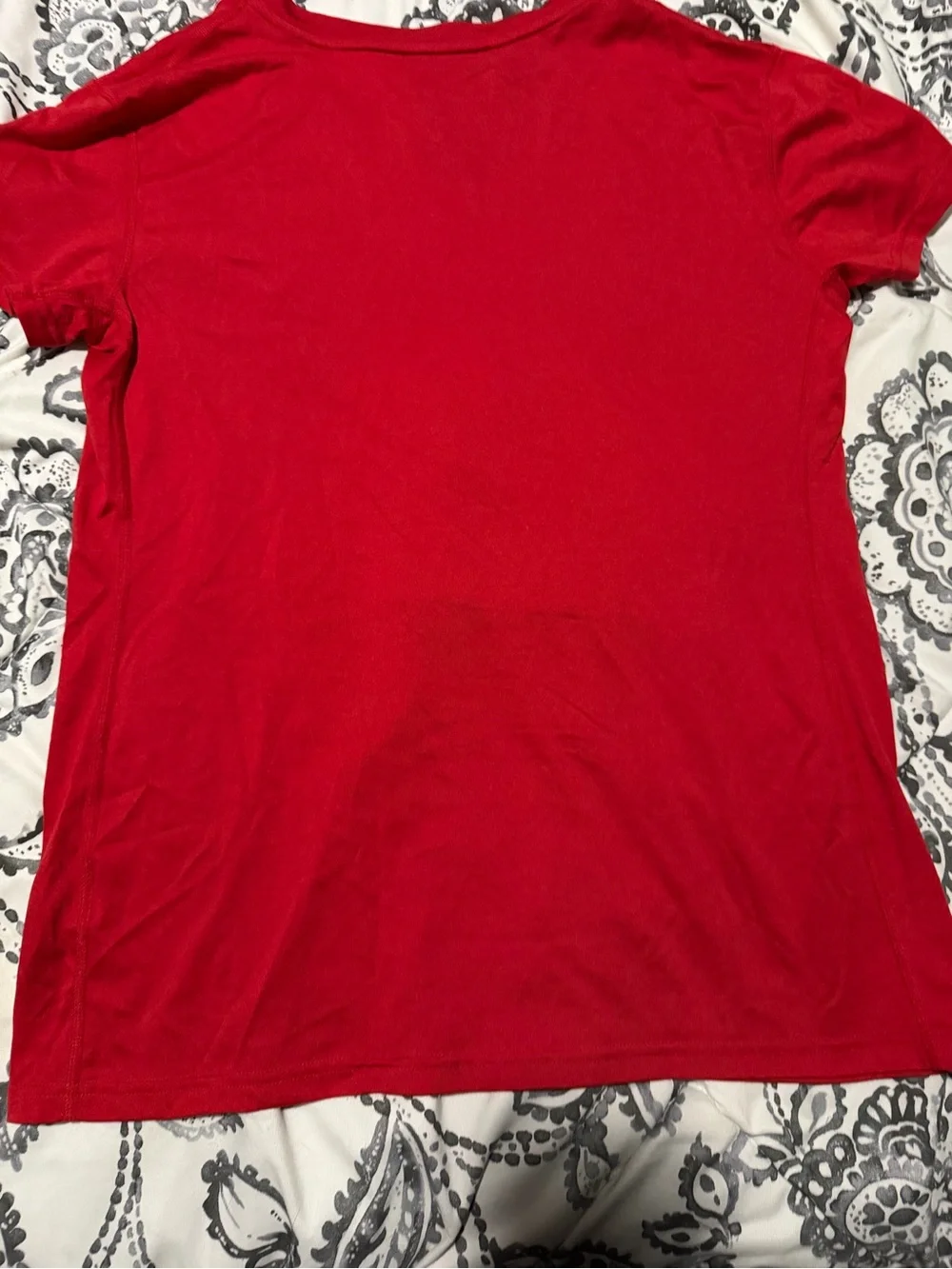 Nike Red Dri-FIT V-Neck Performance Tee with Gray Trim